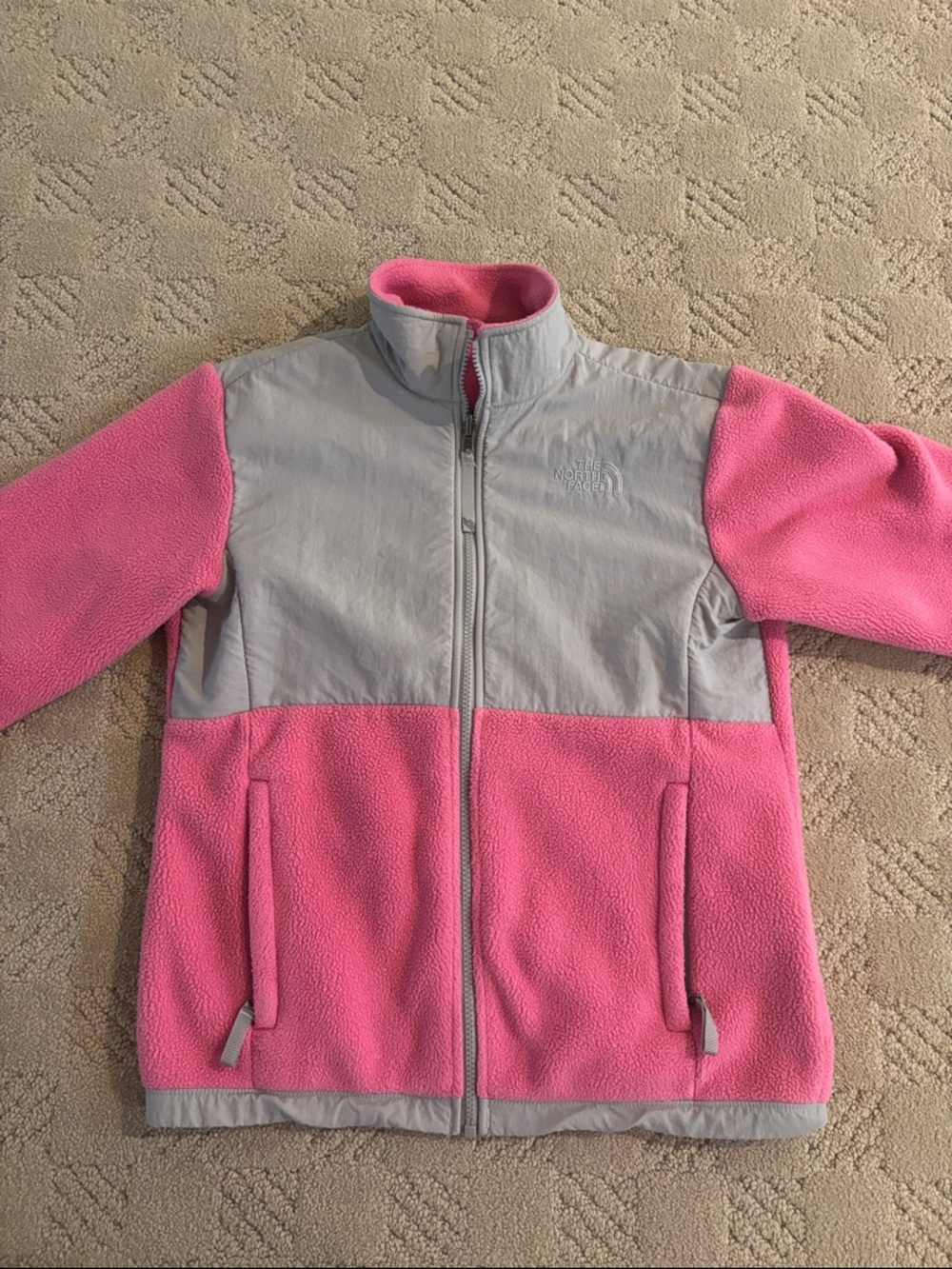 The North Face Pink and Light Gray Zip Fleece Jacket